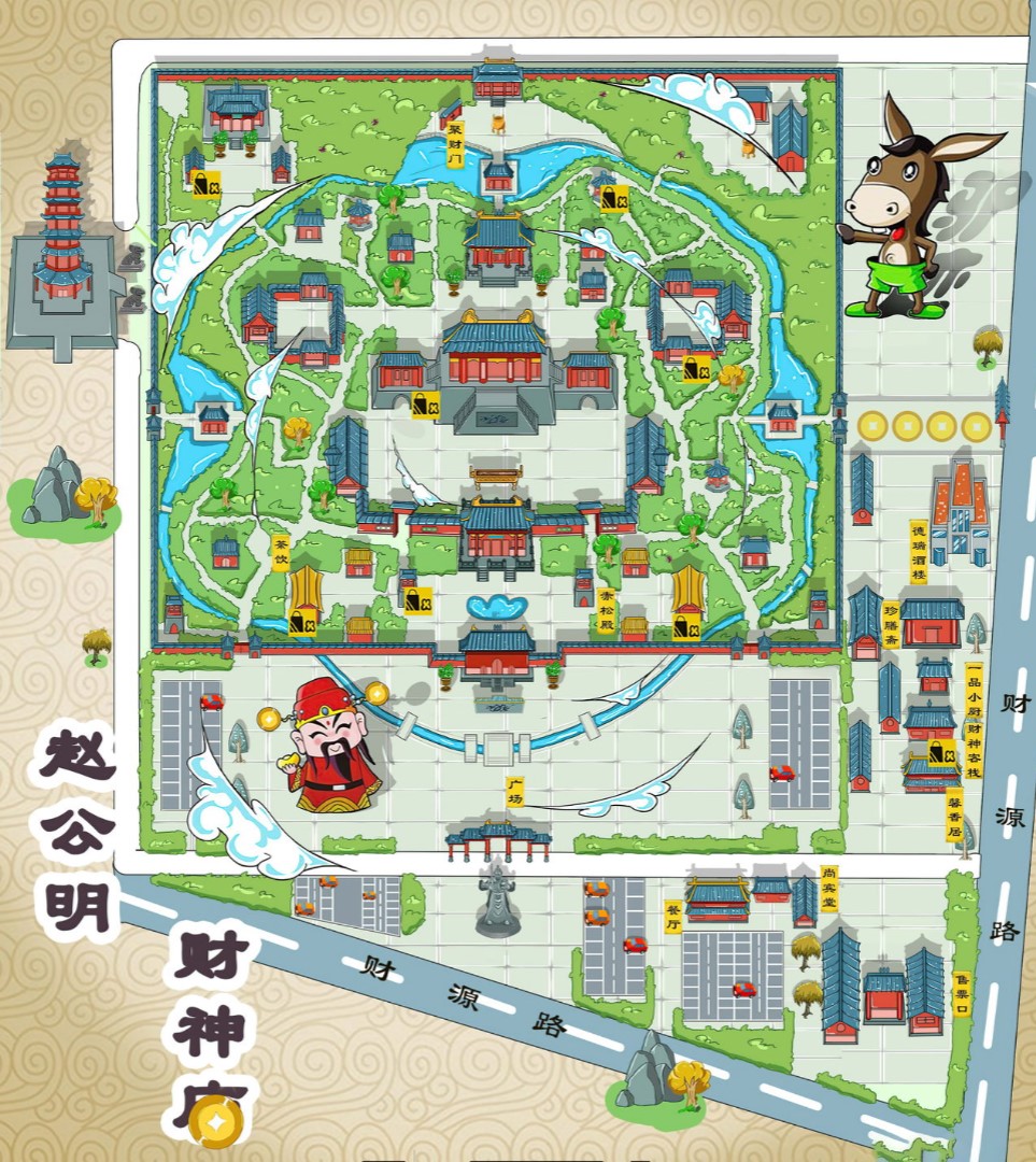 应县寺庙类手绘地图